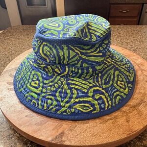 Sunday Afternoons Hat Sun Wide Brim Boys M Blue Batik Chin Strap Beach Outdoor